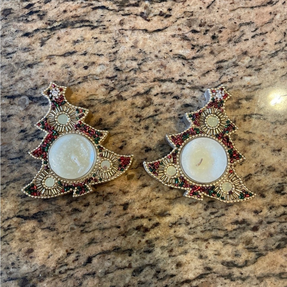 Pier 1 Festive Christmas Tree Tealight Holders